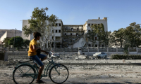 Le quartier général de l'armée syrienne à Damas, endommagé par un bombardement israélien, le 16 juillet 2025 ( AFP / Bakr ALkasem )