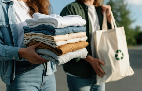 Réparer des vêtements, transformer des textiles, cultiver des liens ou sensibiliser à une consommation responsable représentent autant de nouvelles façons de faire commerce. (crédit : Adobe Stock / photo générée par IA)