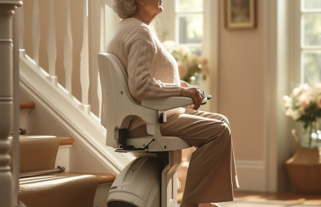 Installer un monte-escalier permet au senior de rester plus longtemps autonome dans son logement (Crédits: Adobe Stock - IA)