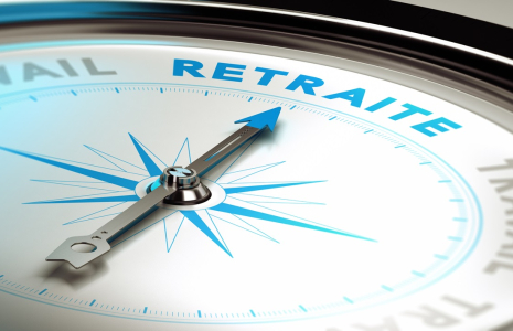 Boussole pointant vers la retraite. (Crédits: Adobe Stock)